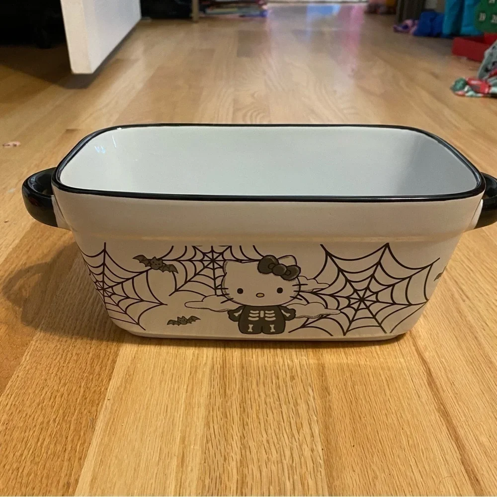 Hello Kitty Halloween Baking Dish Candy Bowl Skeleton NEW Black Gray